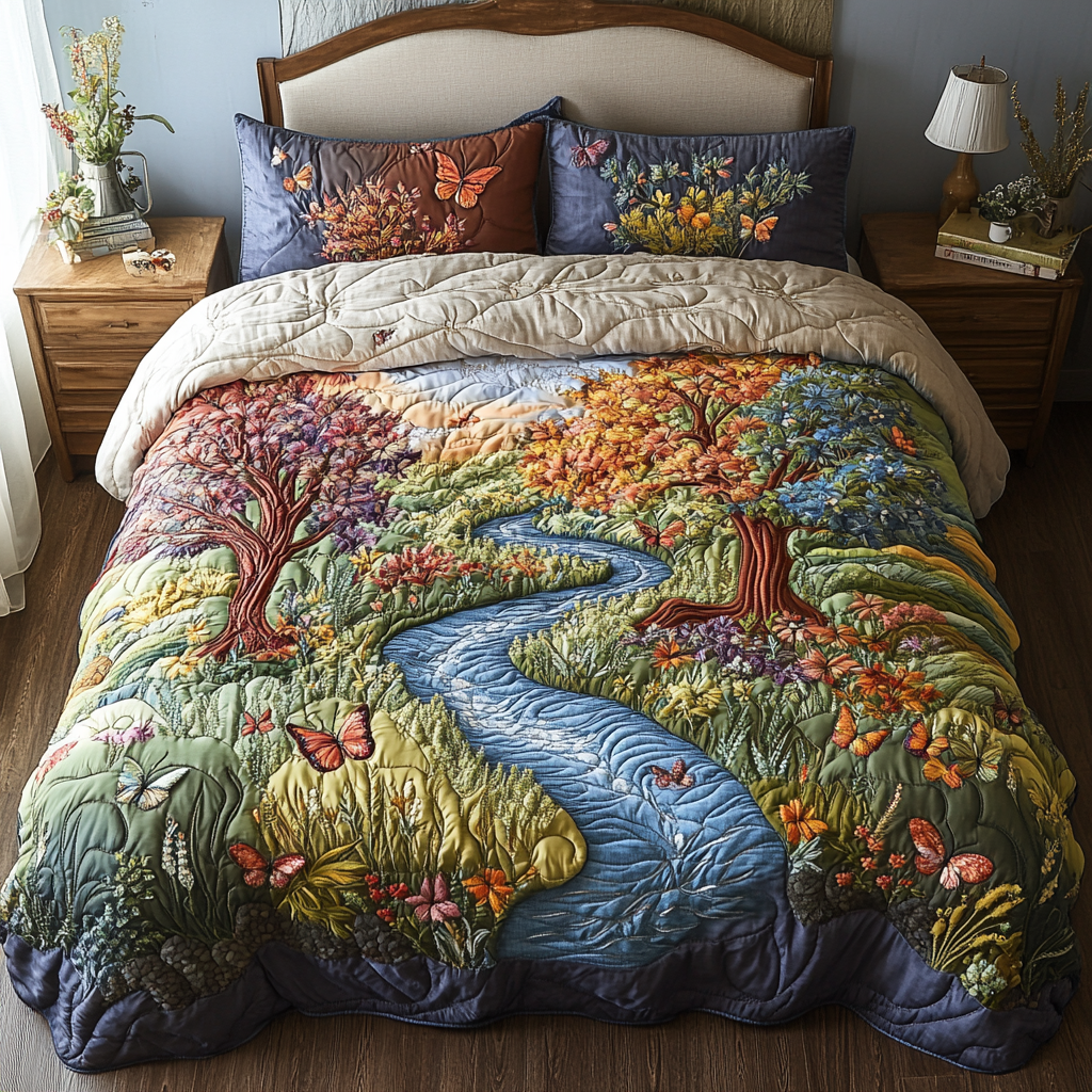 Woodland Dream Quilted Bedding Set Bedspread Set Gifts For Father's Day Ideas