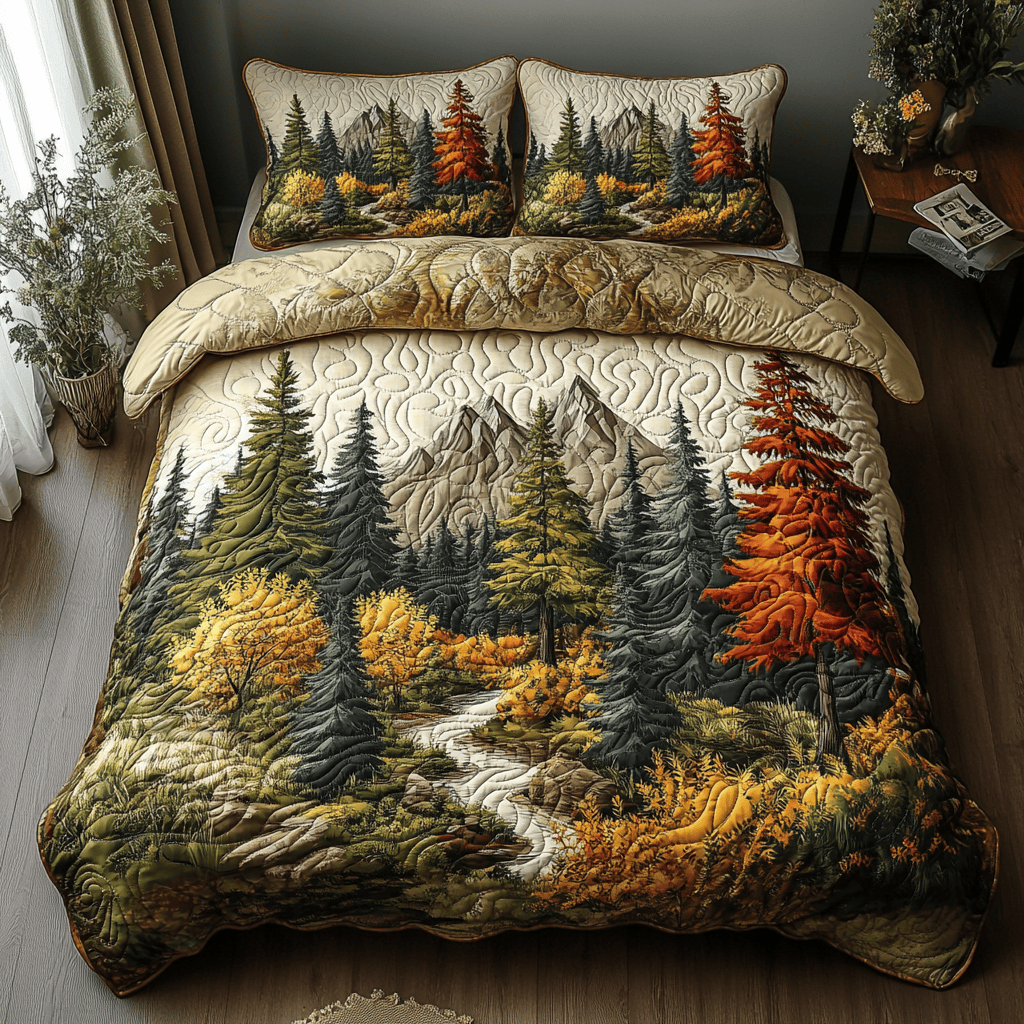 Woodland Embrace Quilted Bedding Set Cute Bed Sheets Mother's Day Gifts For Daughter In Law