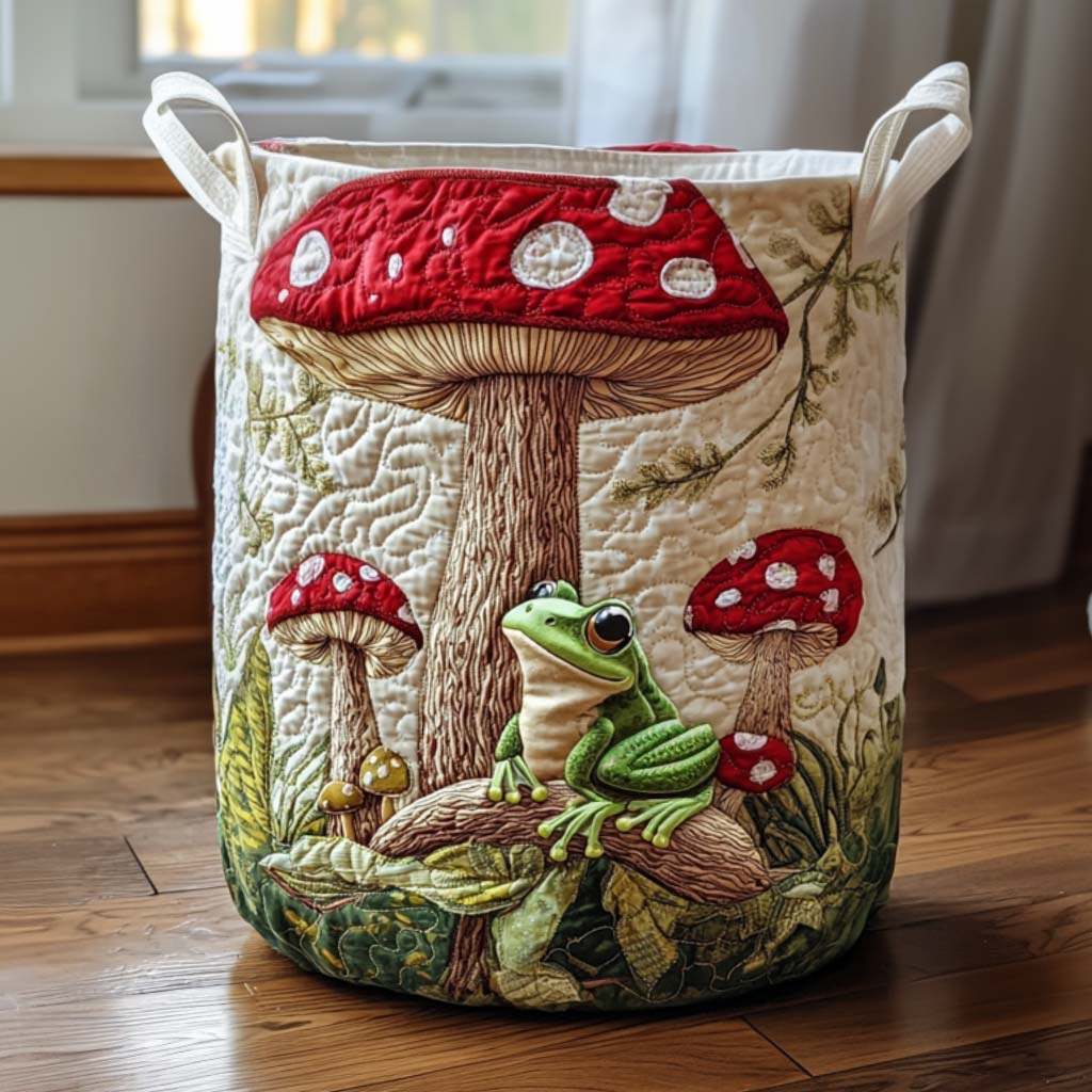 Woodland Frog Quilted Laundry Basket Laundry Bins Cute Frog Gift Items
