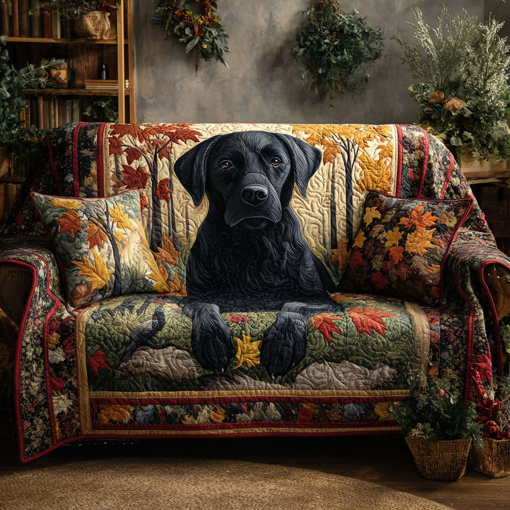 Woodland Lab Quilted Sofa Cover Living Room Decor Labrador Gifts For Him Her