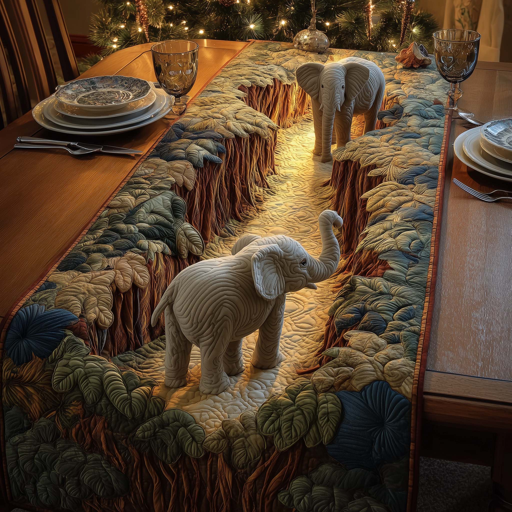 Woodland Monarch Quilted Table Runner Dining Table Decor Elephant Gifts For Him