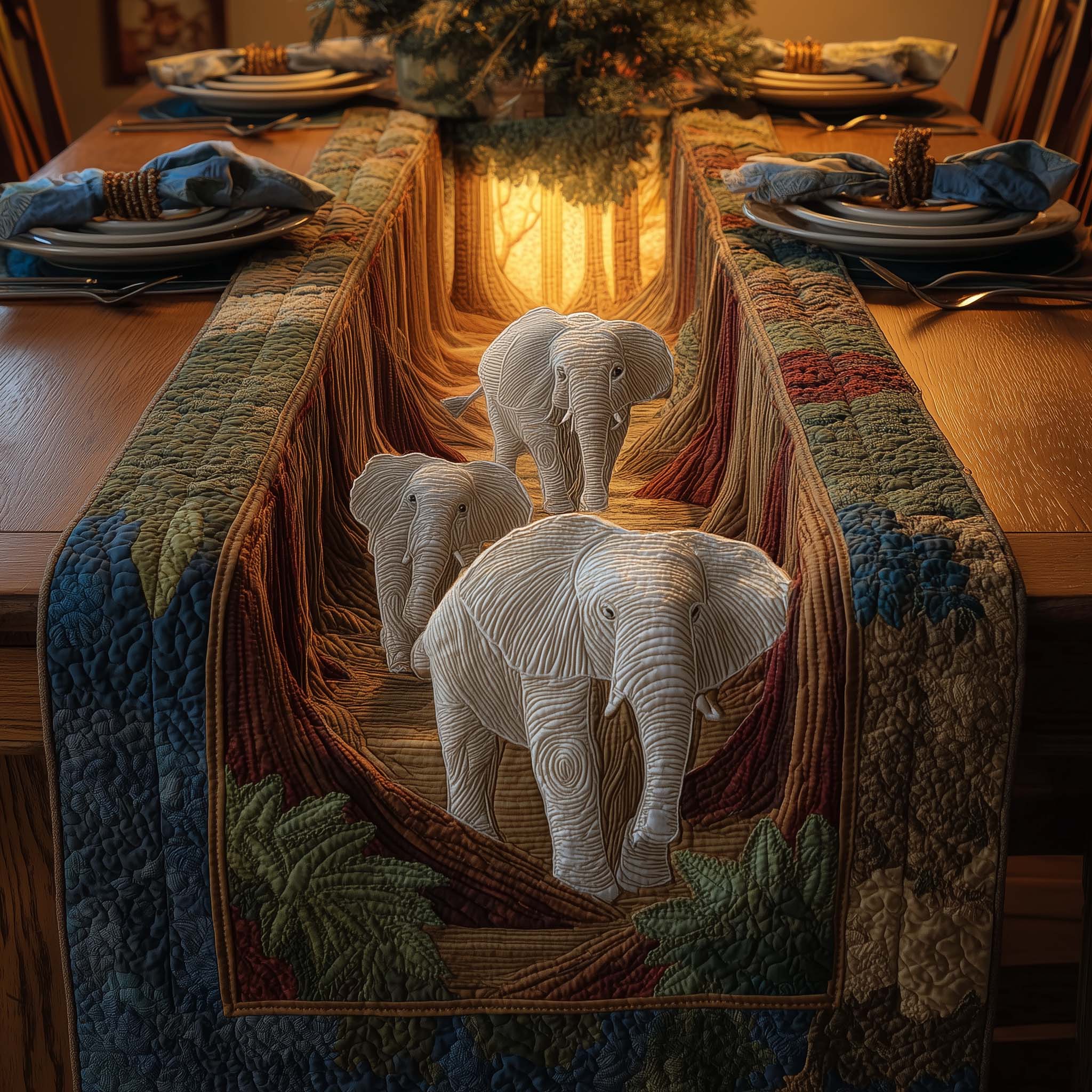 Woodland Monarch Quilted Table Runner Runner Table Mat Gifts For Elephant Lovers