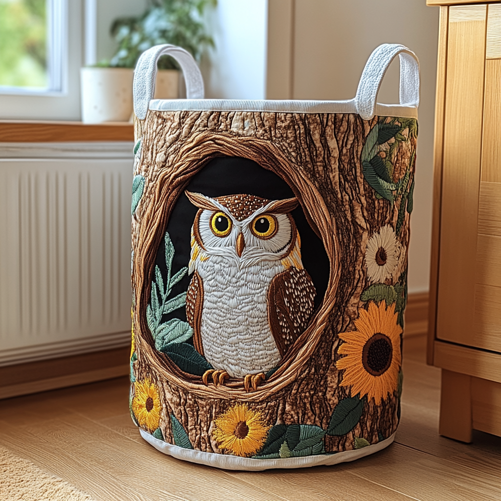 Woodland Owl Quilted Laundry Basket Laundry Bins Best Owl Gifts