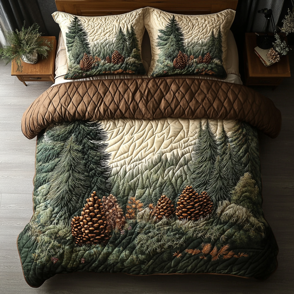 Woodland Pine Quilted Bedding Set Cute Bed Sheets For Teens Best Gifts For New Moms