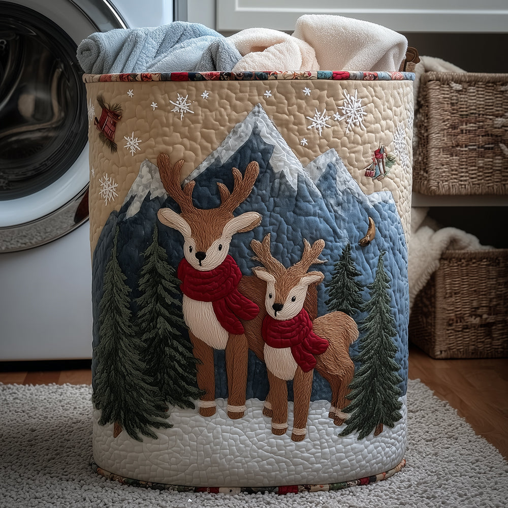 Woodland Reindeer Quilted Laundry Basket Best Clothes Basket Xmas Gift Ideas For Grandma