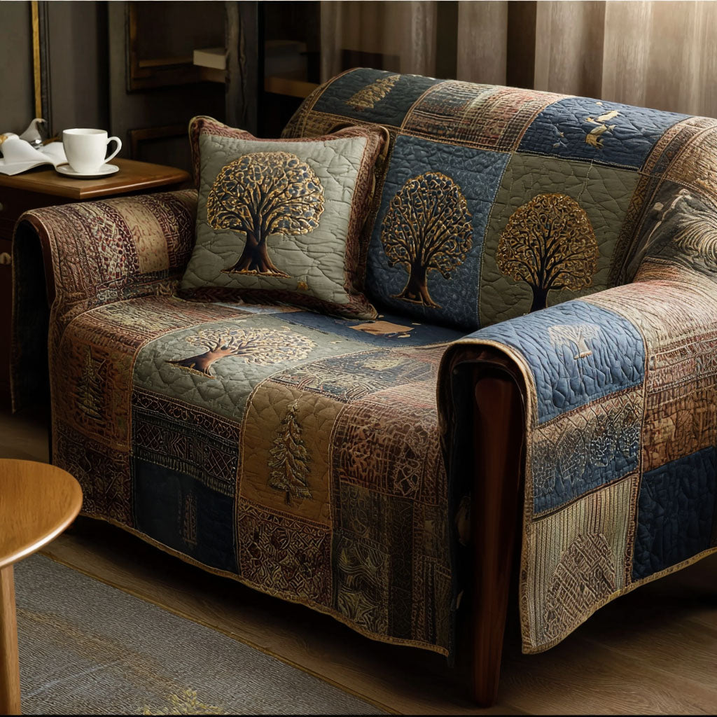 Woodland Reverie Quilted Sofa Cover Sofa Protector Cover Tree Of Life Gifts For Family