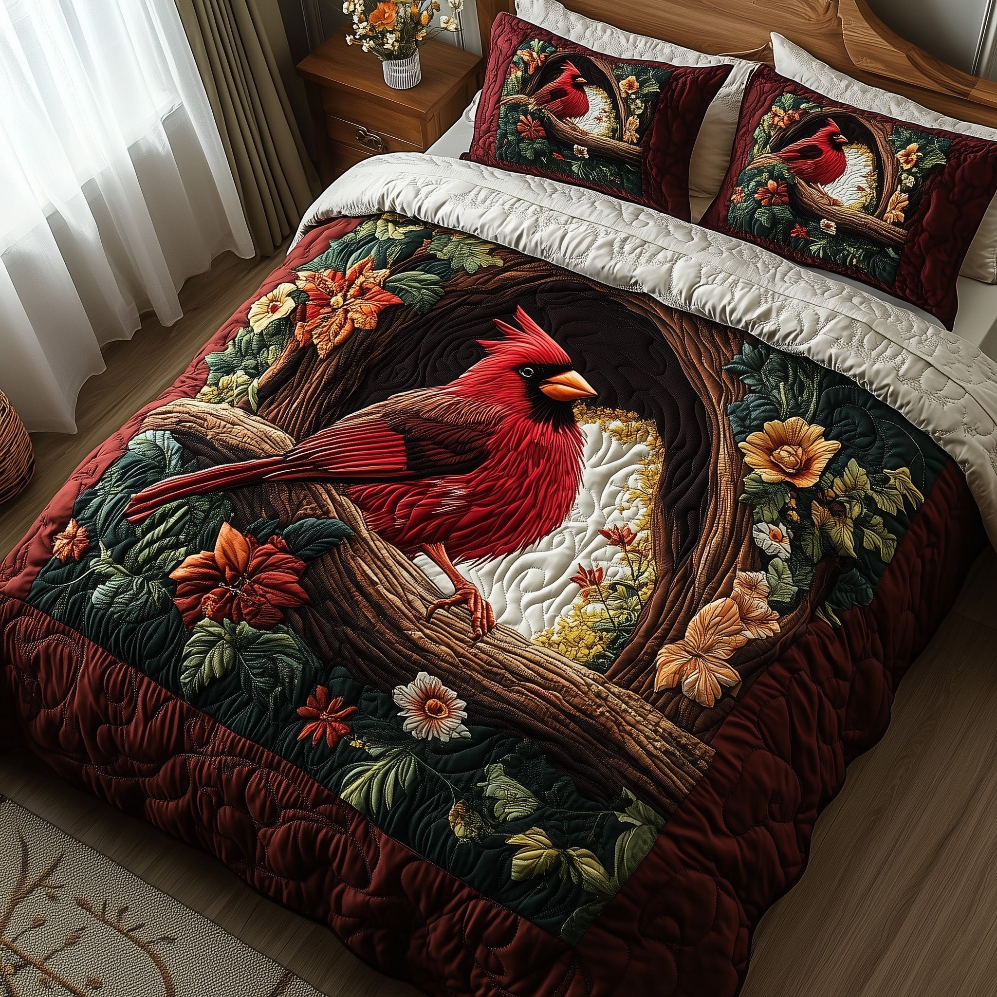 Woodland Serenade Quilted Bedding Set Nice Bedding Sets Unique Cardinal Gifts