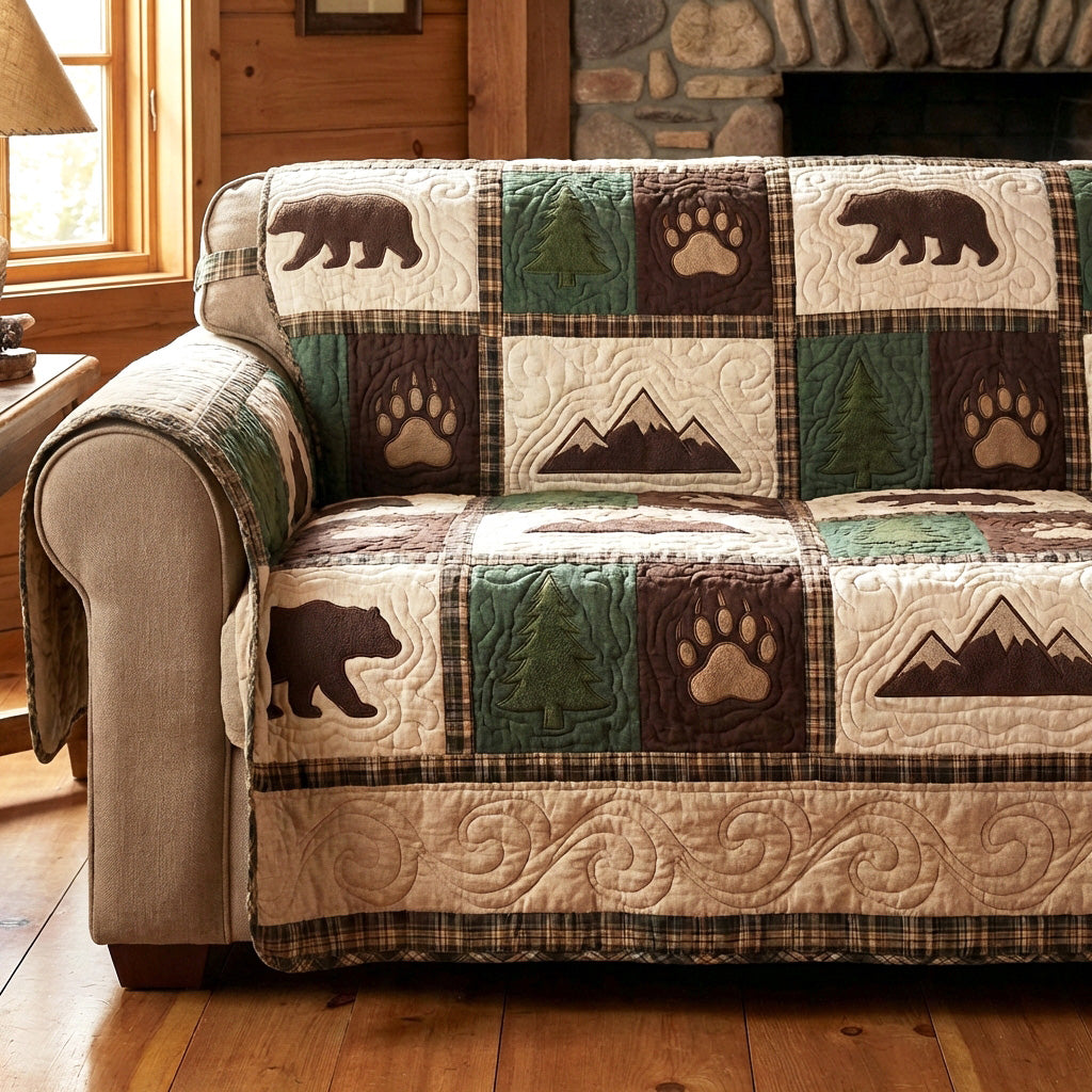 Woodland Tracks Quilted Sofa Cover Sofa Couch Cover Christmas Bear Gifts