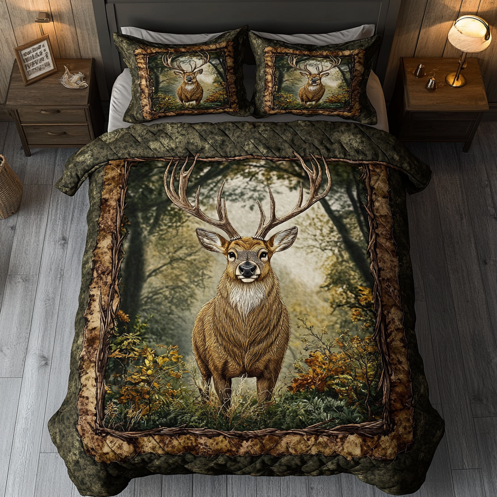 Woodland Wanderer Quilted Bedding Set Cute Bed Sheets Mothers Day Gift Ideas Last Minute