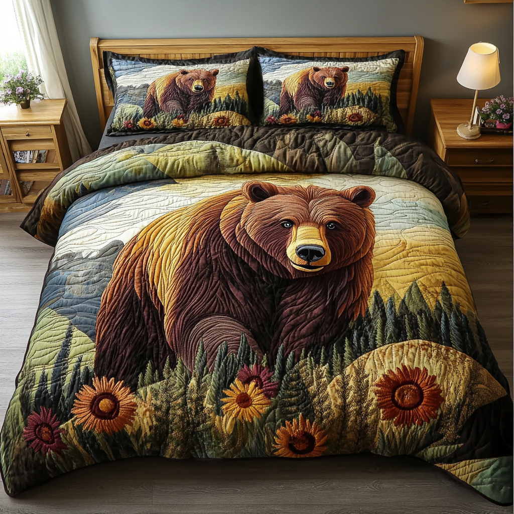 Woodland Wanderer Quilted Bedding Set Cute Bed Sheets Mothers Day Present Ideas