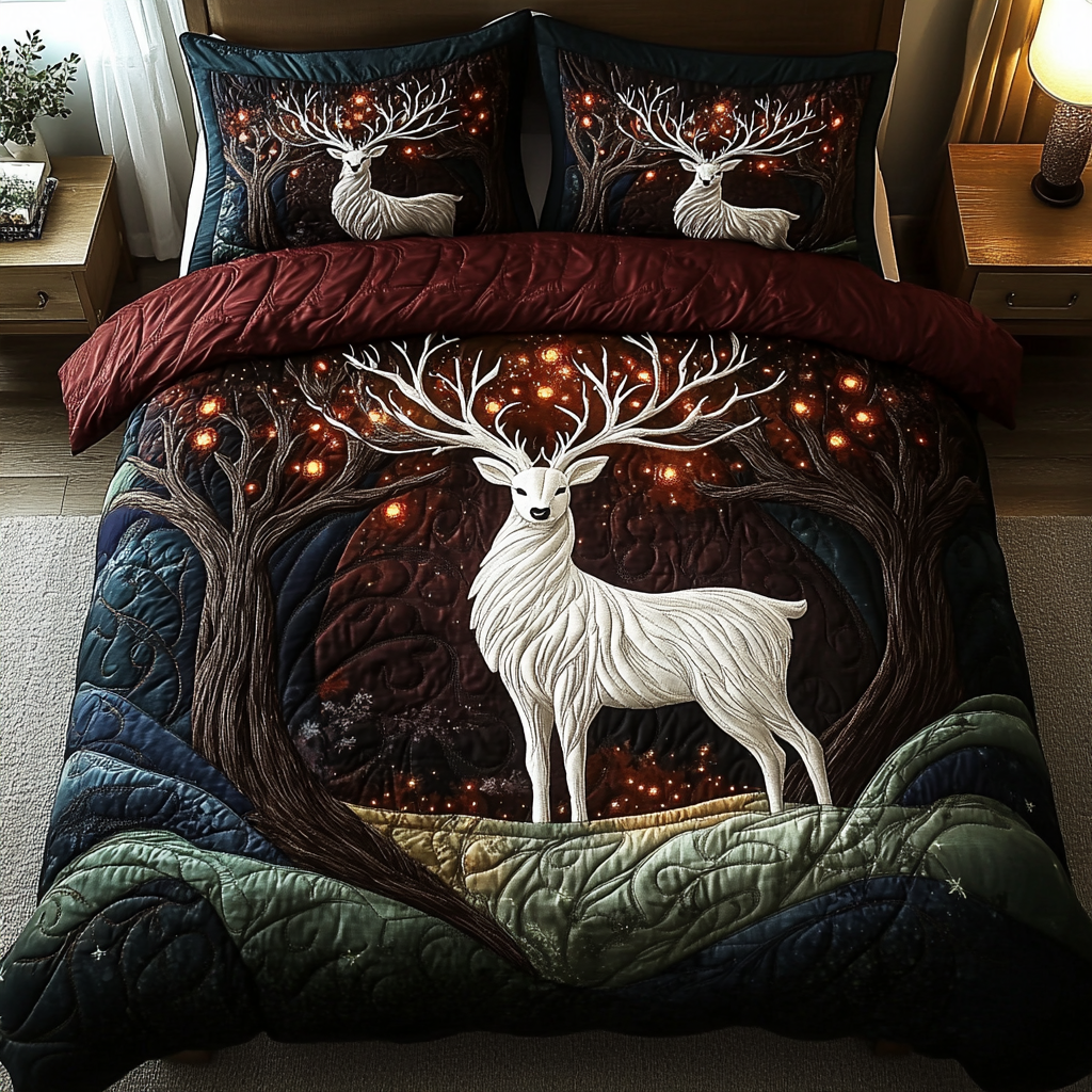 Woodland Wanderer Quilted Bedding Set Cute Bed Sheets Mother's Day Presents For Daughter