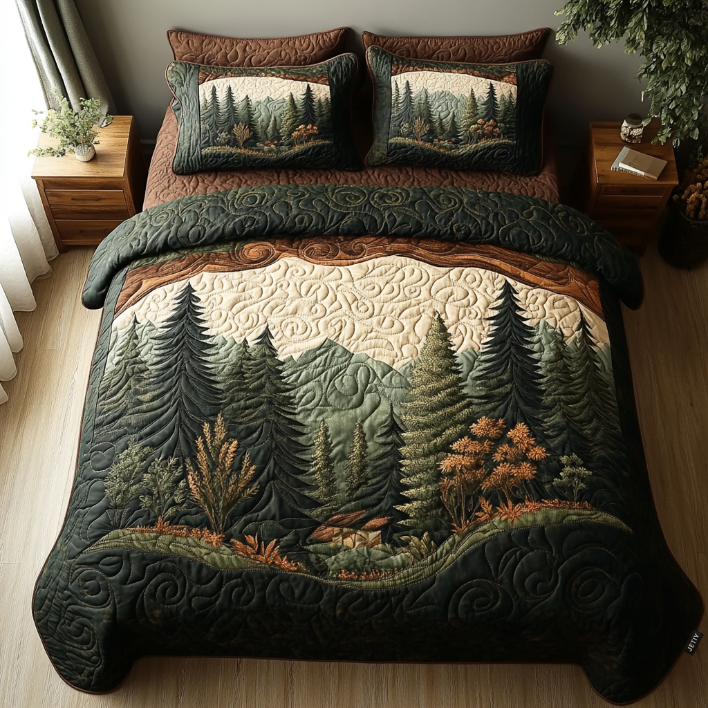 Woodland Wanderlust Quilted Bedding Set Bedspread Set Unique Mother's Day Gifts