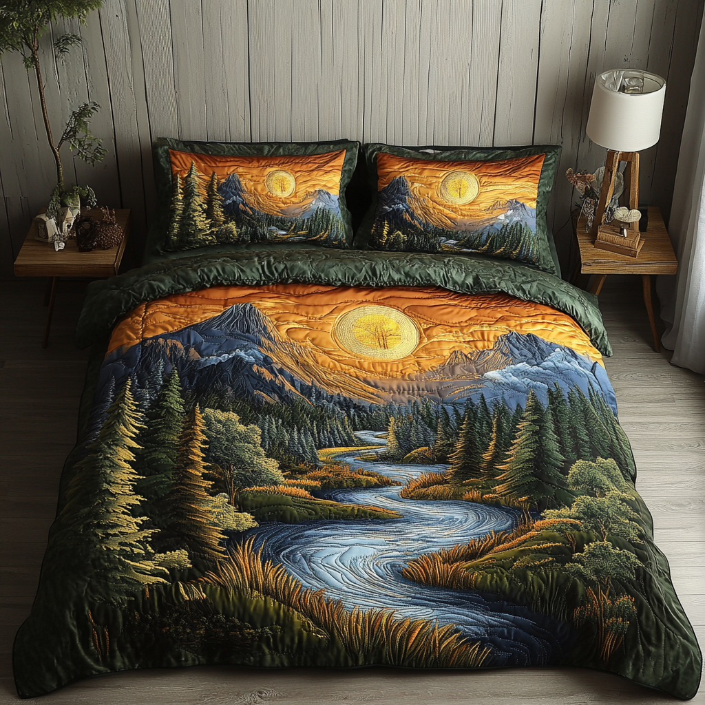 Woodland Wanderlust Quilted Bedding Set Best Bedspread Set Mothers Day Gift For New Mother