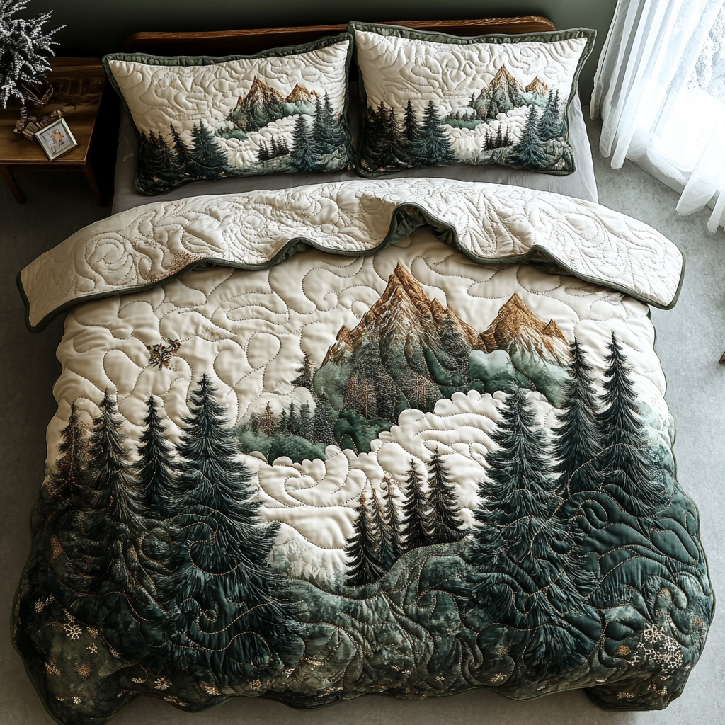 Woodland Winter Quilted Bedding Set Unique Sheet Sets Fathers Day Presents