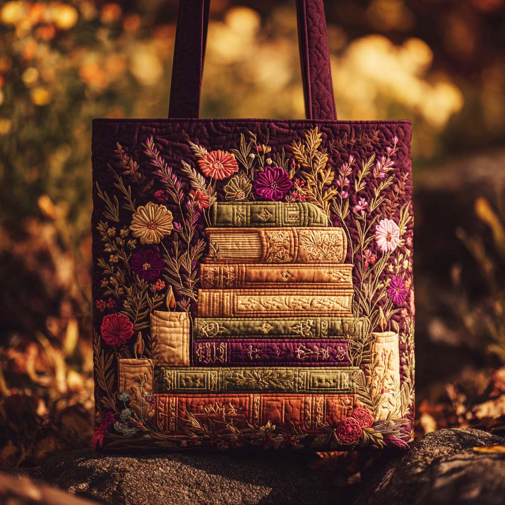 Word Meadow Quilted Tote Bag Best Shoulder Tote Bag Great Book Lover Gift Ideas