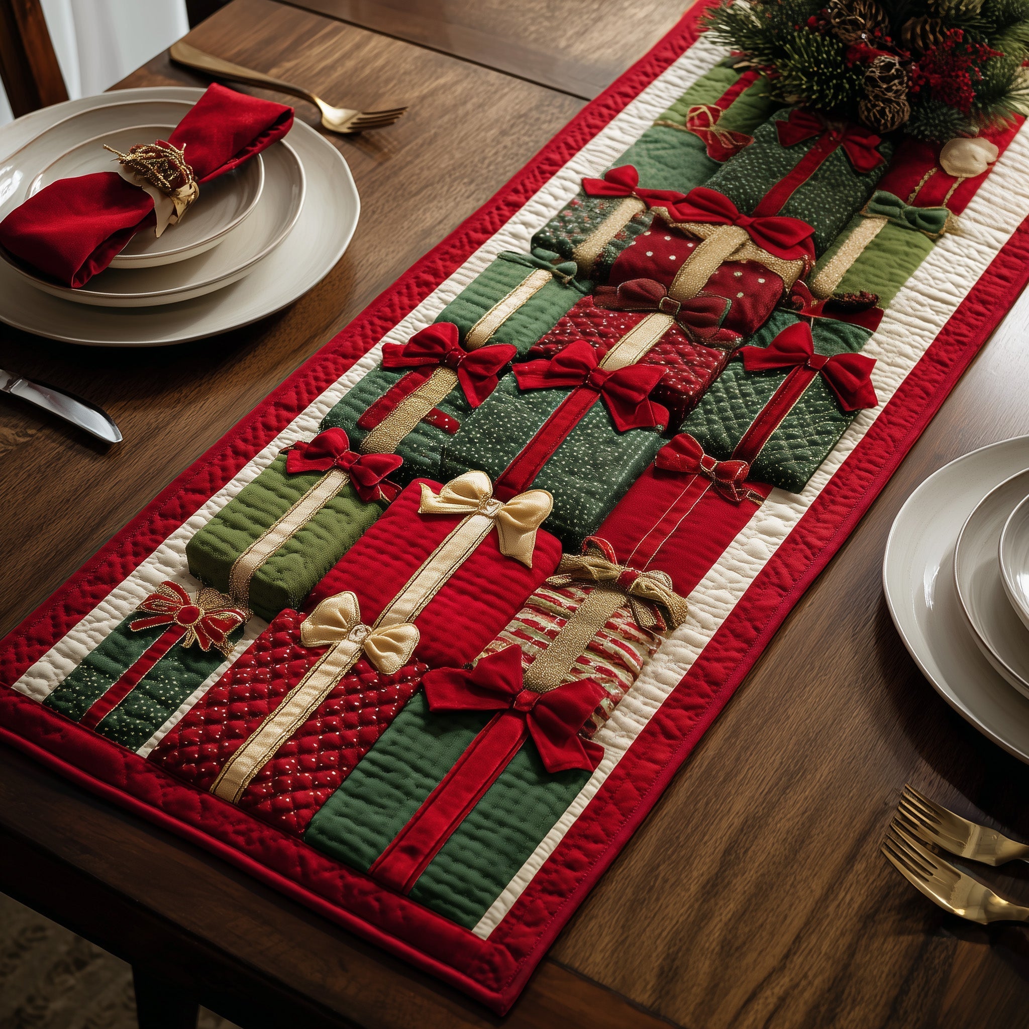 Xmas Presents Quilted Table Runner Elegant Christmas Table Runners Nice Family Christmas Gifts