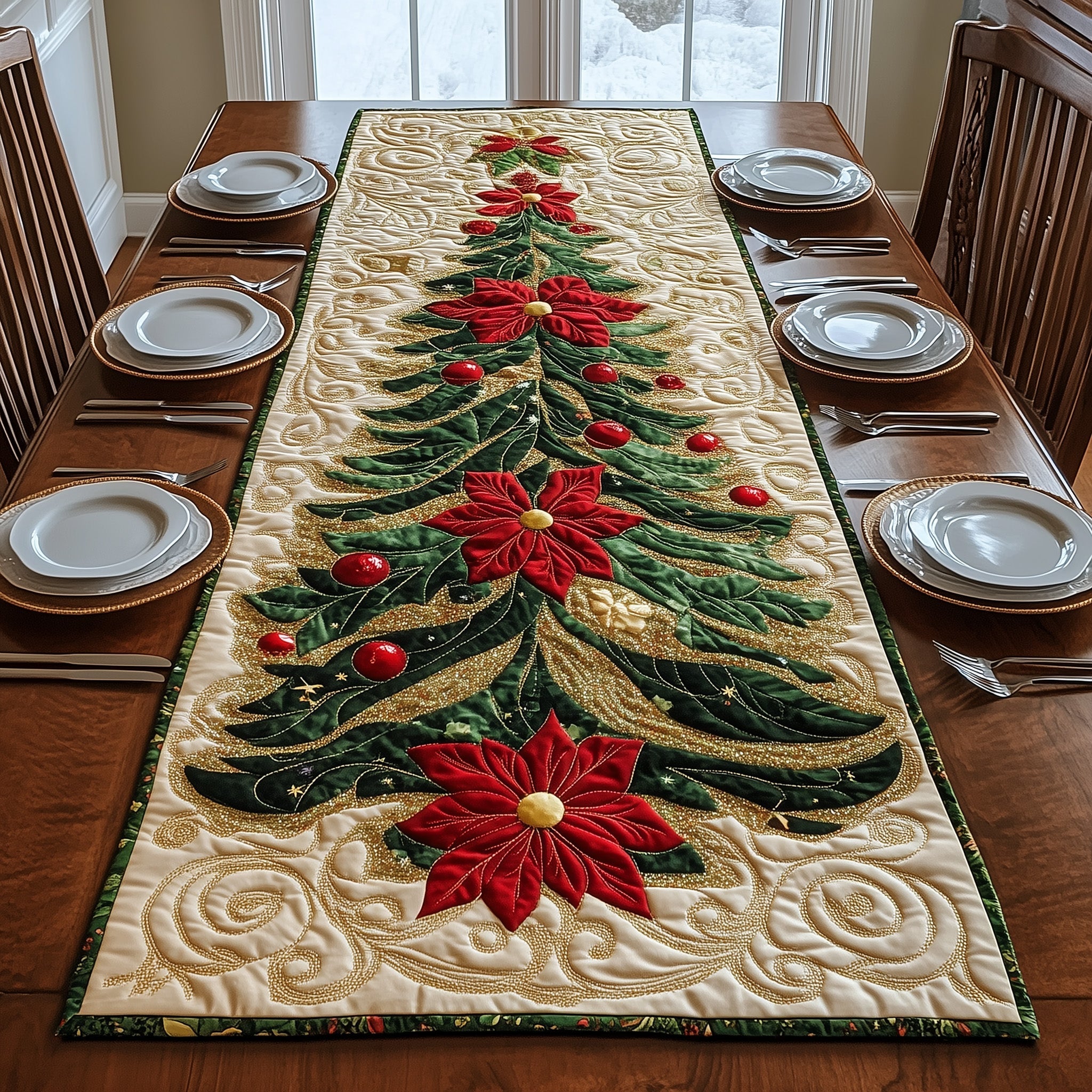 Xmas Tree Quilted Table Runner Christmas Holiday Table Runners Christmas Gifts For Her