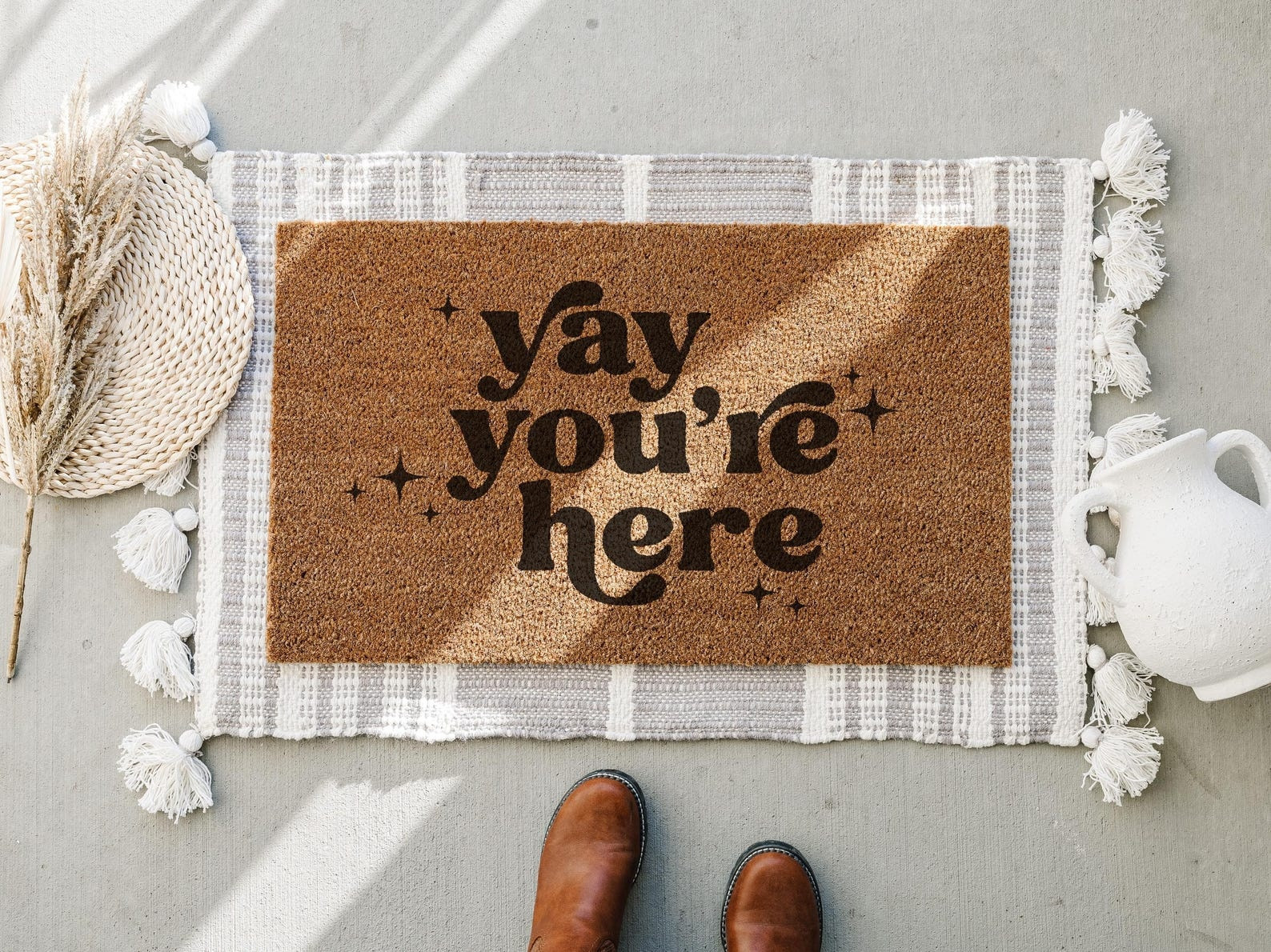 Yay Your'e Here Doormat Funny Welcome Mat Entryway Decor Housewarming Gifts Ideas