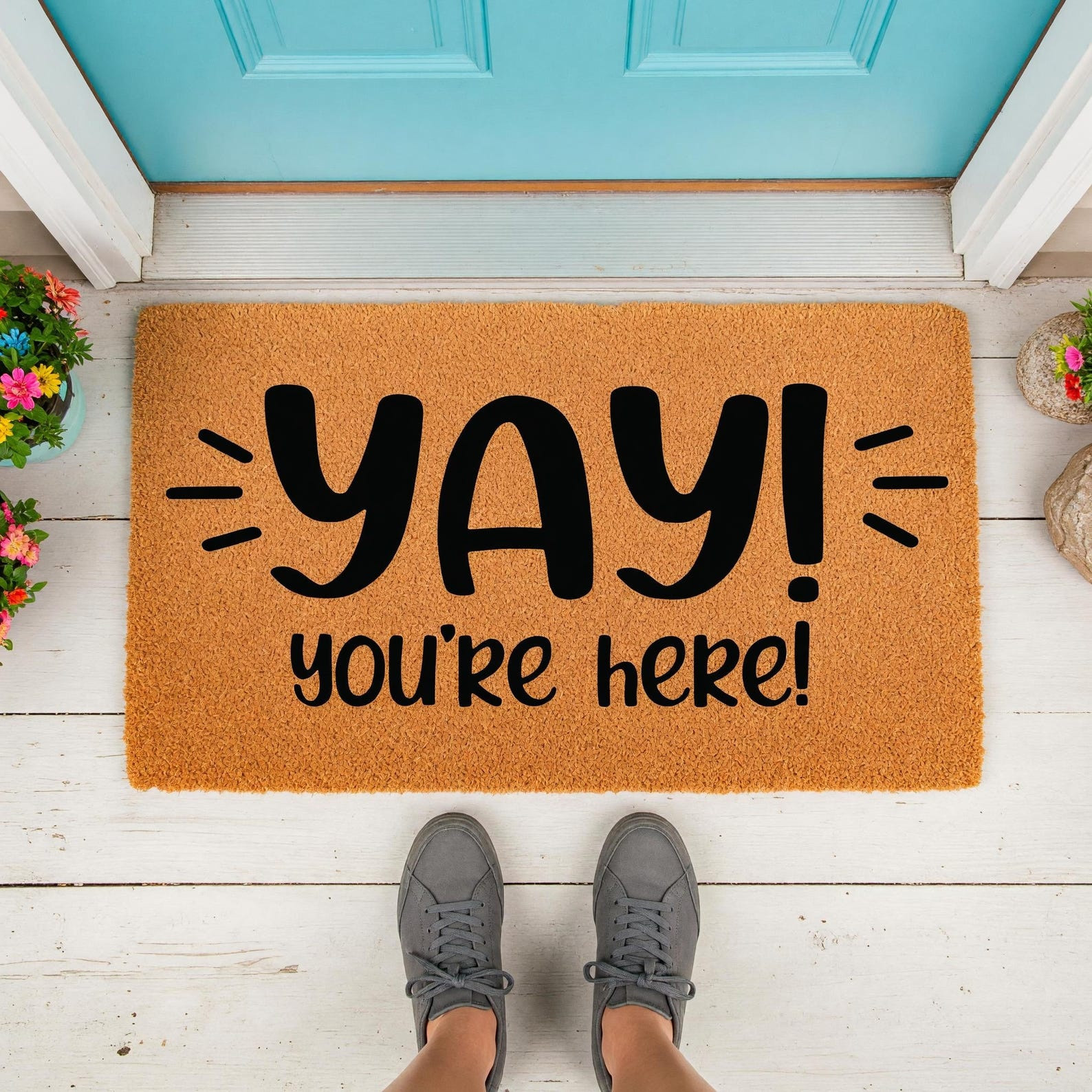 Yay You're Here Doormat Funny Welcome Mat Unique Housewarming Gifts For Friends
