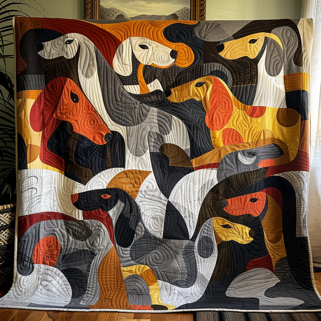 Yellow Blossom Dachshund Quilted Blanket Bedroom Decorations Dachshund Gifts For Dog Lovers