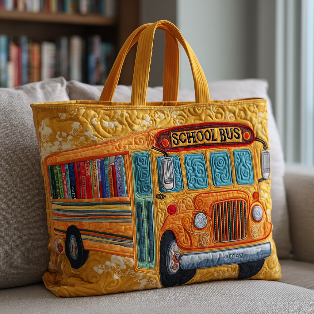 Yellow Bus Quilted Tote Bag Best Totes For Women Mother's Day Gifts For Daughter