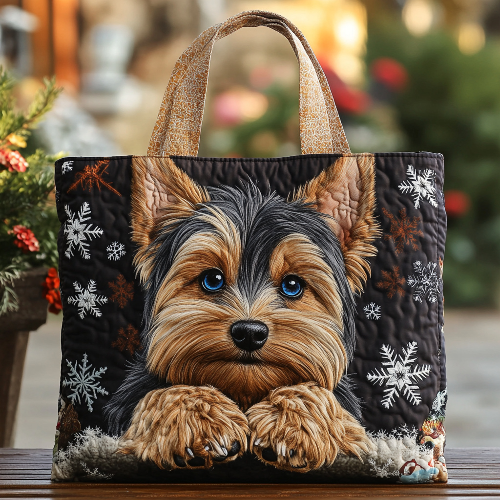Yorkie Bliss Quilted Tote Bag Trendy Bags For Women Mother's Day Gifts For Wife