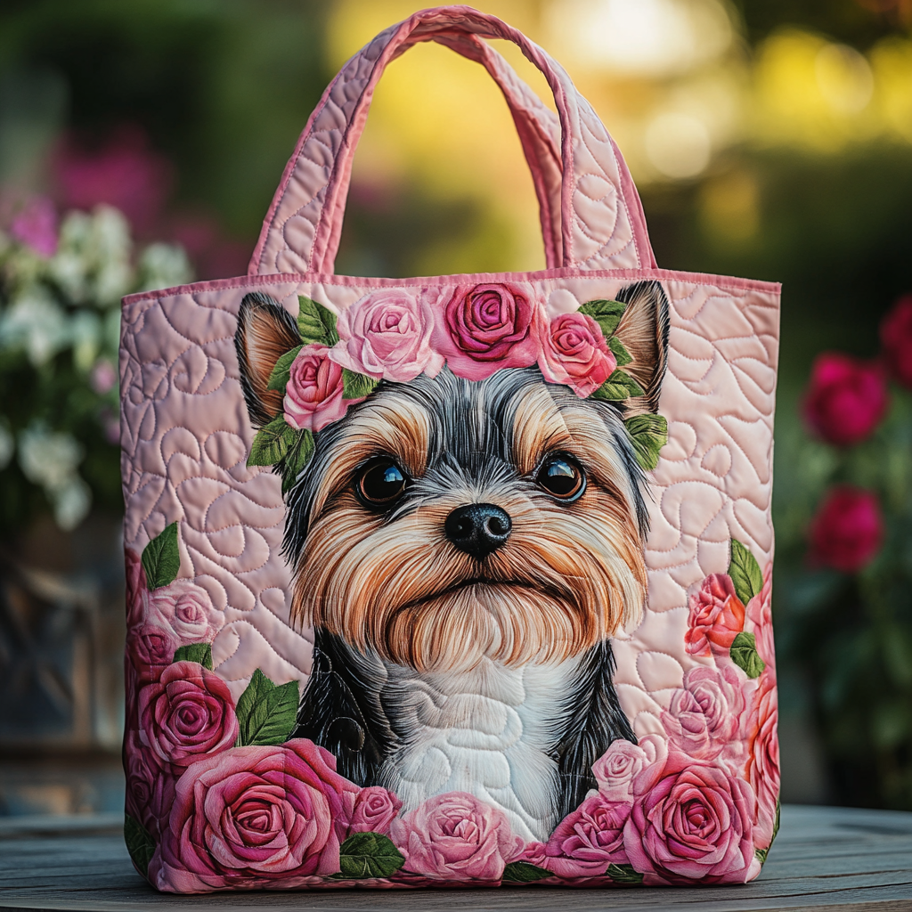 Yorkie Glow Quilted Tote Bag Handbag For Women Last Minute Mother's Day Gifts