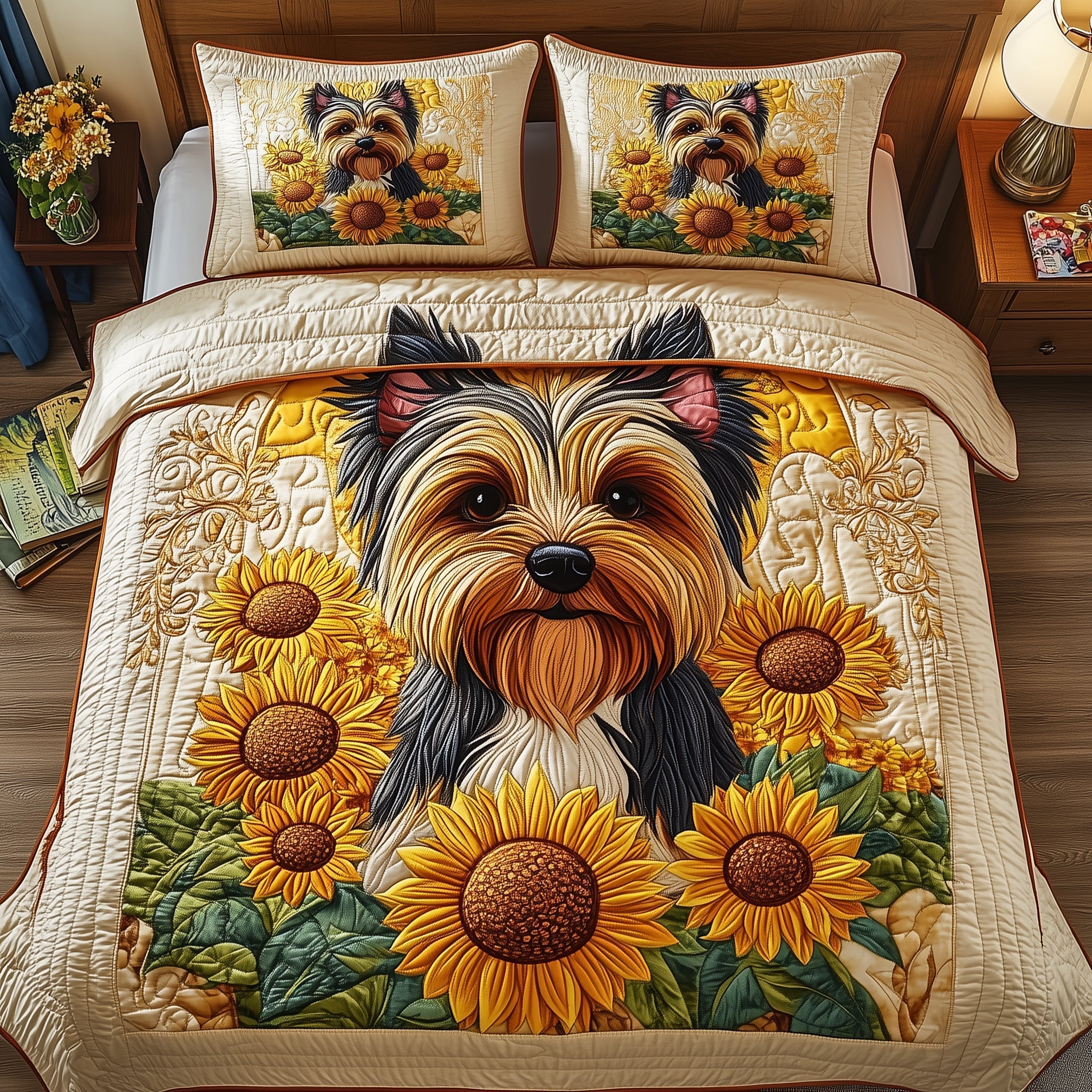 Yorkshire Terrier Quilted Bedding Set Bedspread Quilts Gifts For Yorkshire Terrier Lovers