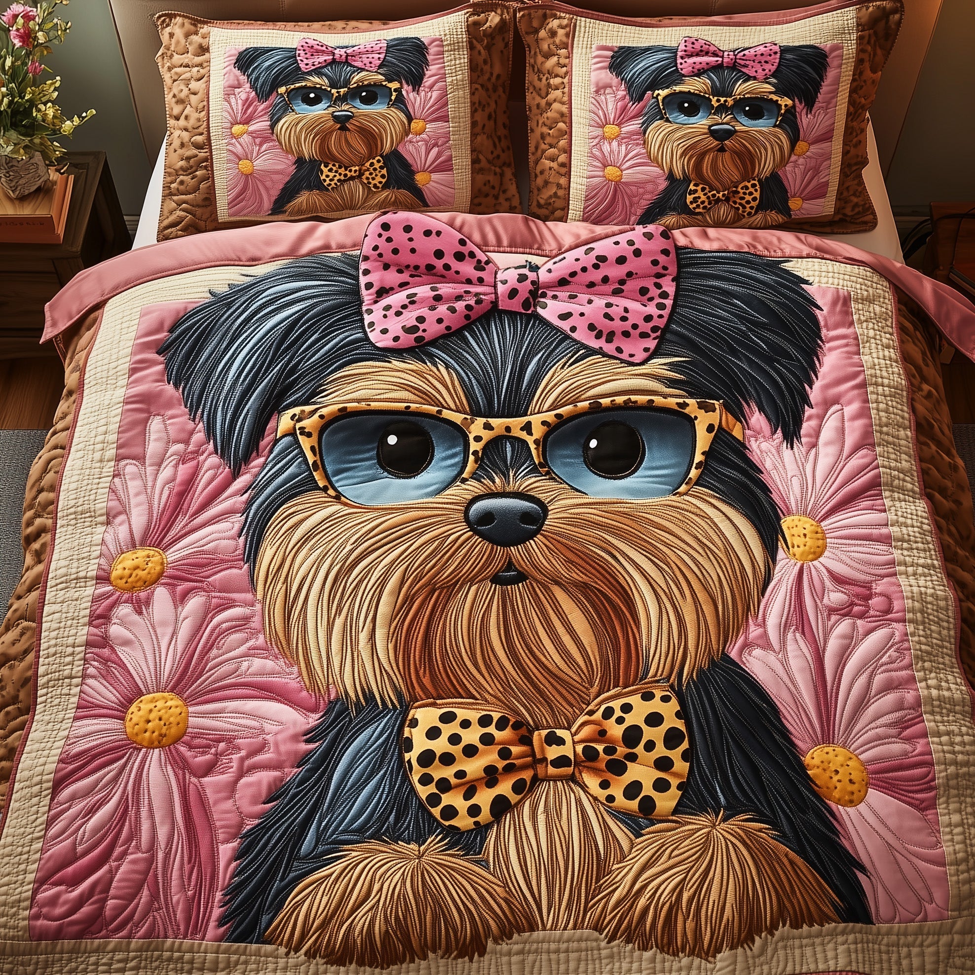 Yorkshire Terrier Quilted Bedding Set Quilt Comforter Sets Yorkshire Terrier Merchandise