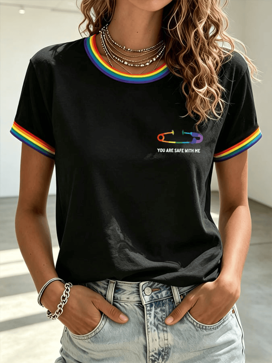 You Are Safe With Me Rainbow Safety Pin Shirt Pride Merch Meaningful Equality Gift for Allies