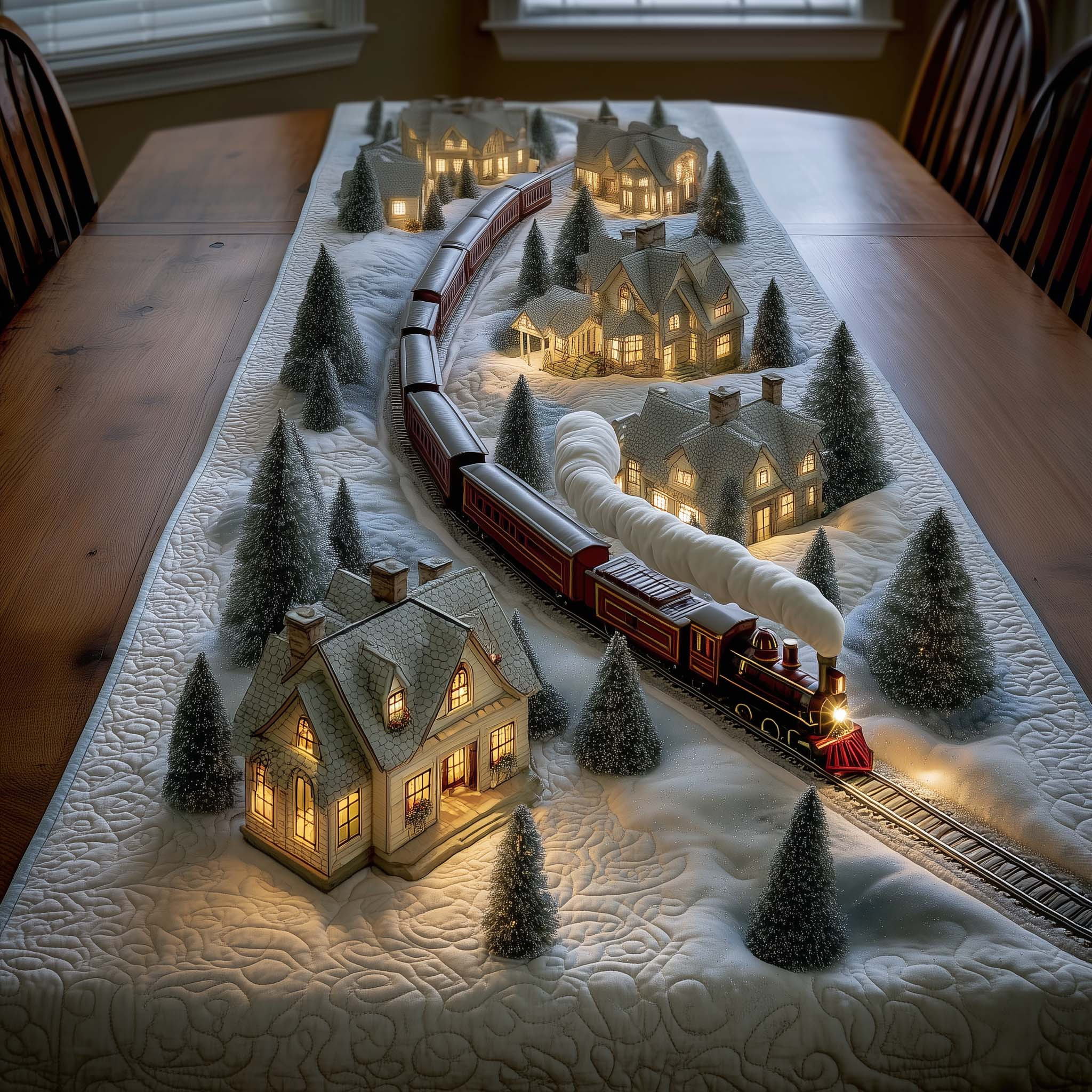 Yuletide Express Quilted Table Runner Christmas Dining Table Runner Best Family Xmas Gifts