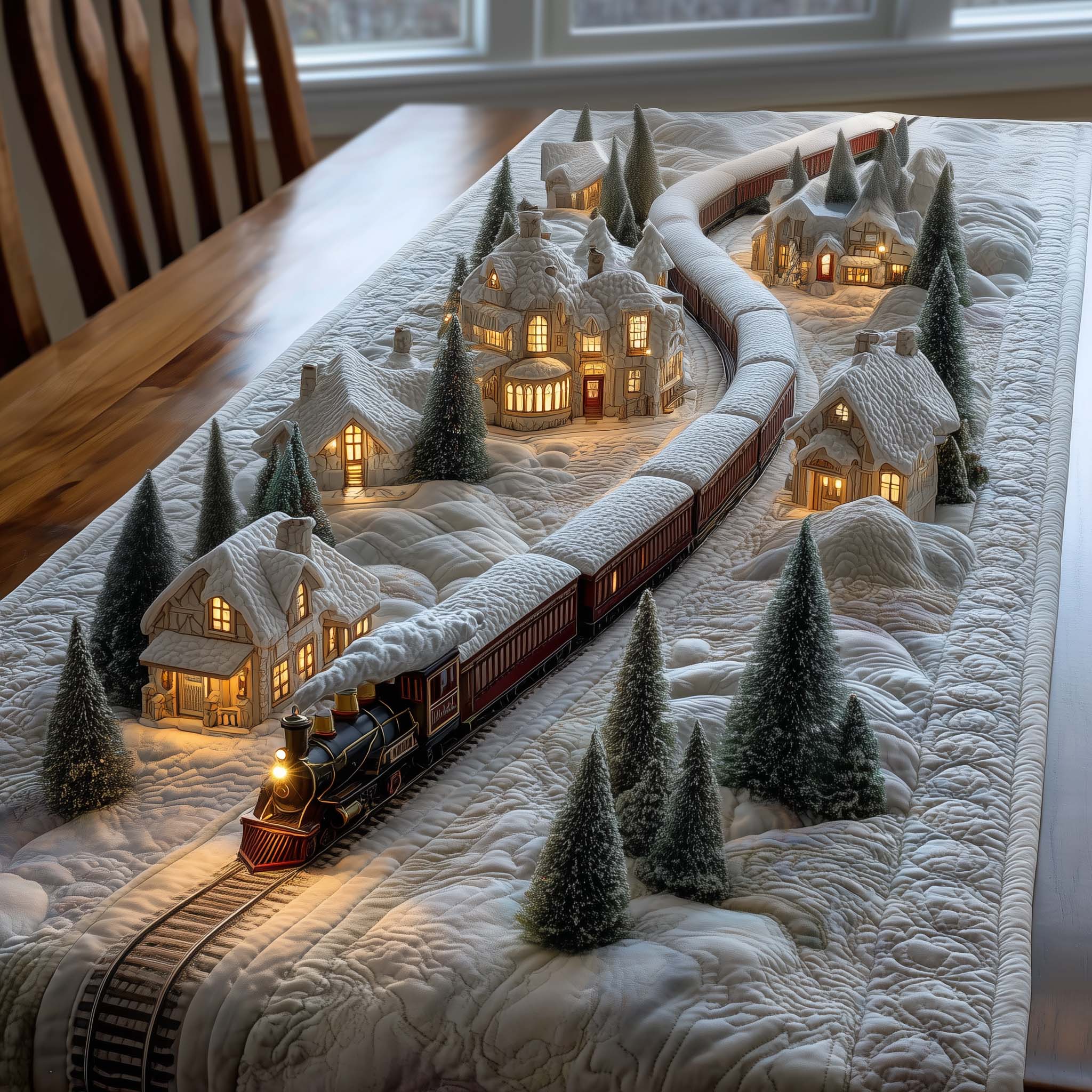 Yuletide Express Quilted Table Runner Xmas Dinner Table Decorations Good Family Christmas Present
