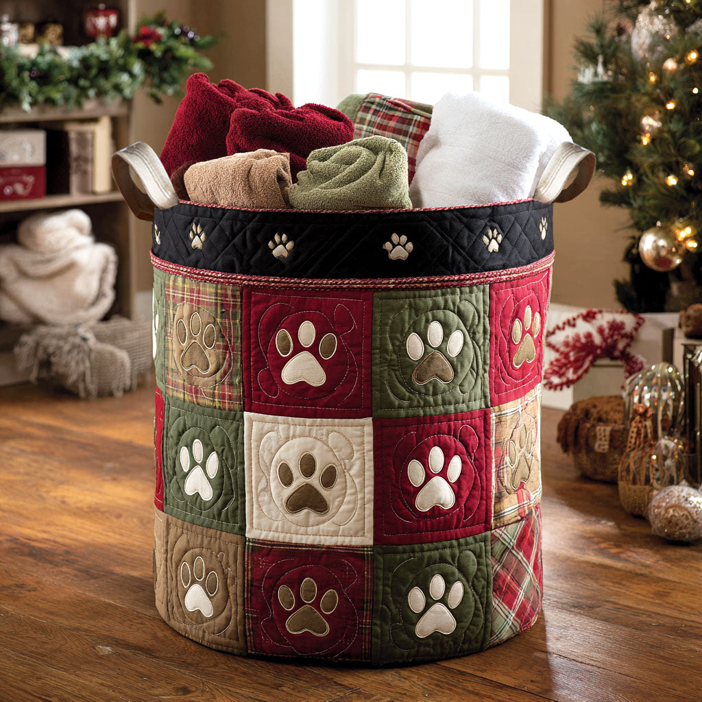 Yuletide Paw Magic Quilted Laundry Basket Best Looking Laundry Hampers Best Gifts For Cat Lovers