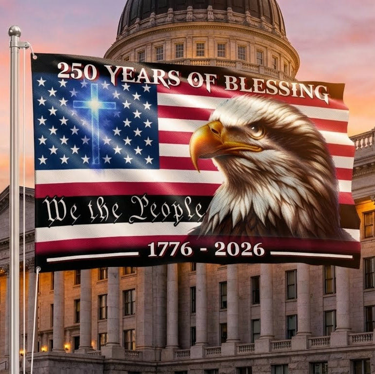 250 Years of Blessing America We The People Eagle Cross Grommet Flag USA Patriotic Gifts