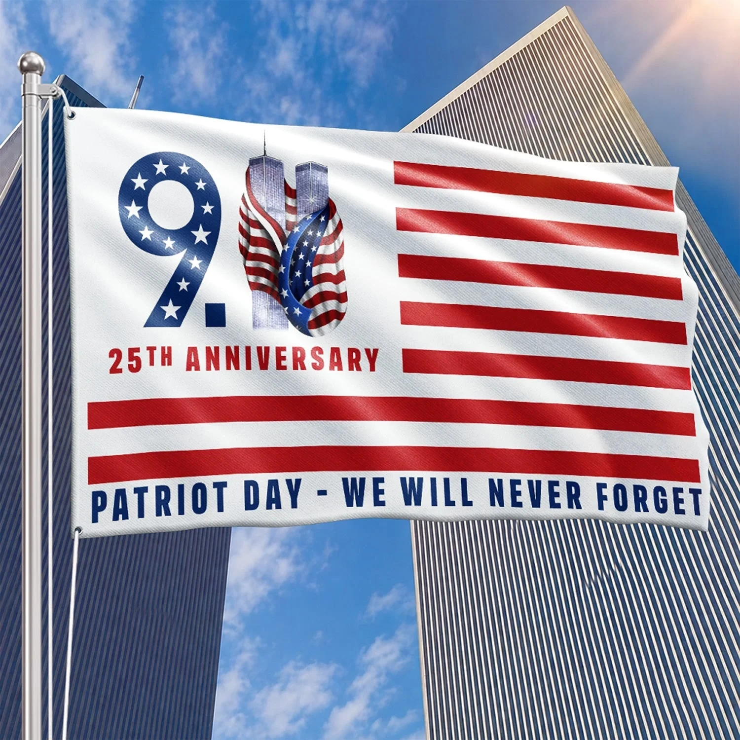 25th Anniversary Of 9 11 Flag Patriot Day We Will Never Forget Flag Best Patriotic Decor
