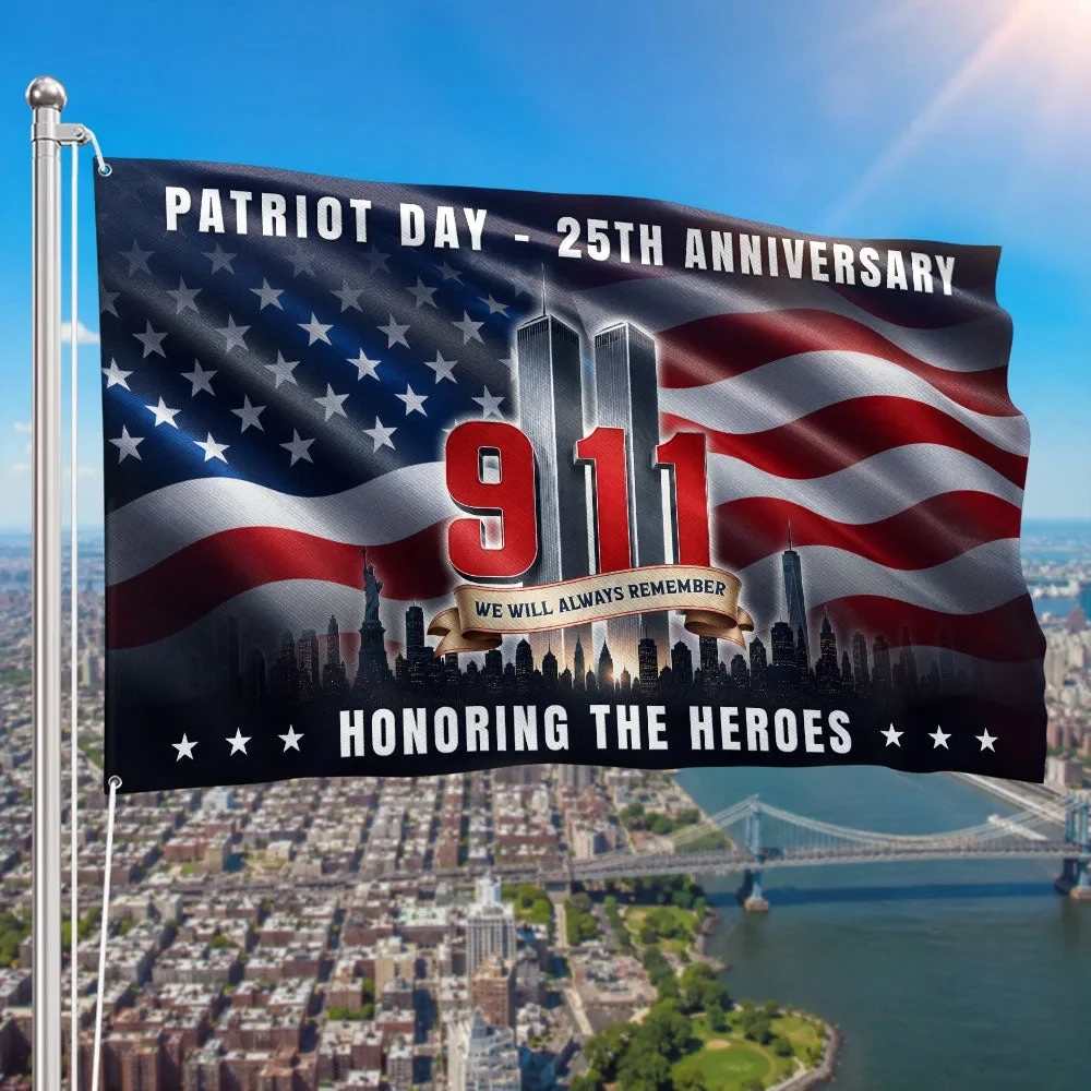 25th Anniversary Of 9 11 Patriot Day Honoring The Heroes Flag Patriot Day Merch 911 Gifts