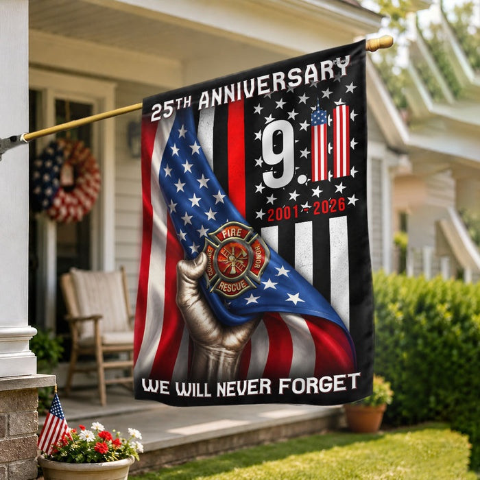25th Anniversary We Will Never Forget Flag Never Forget 9 11 Merch Gift For Memorial Day Decor