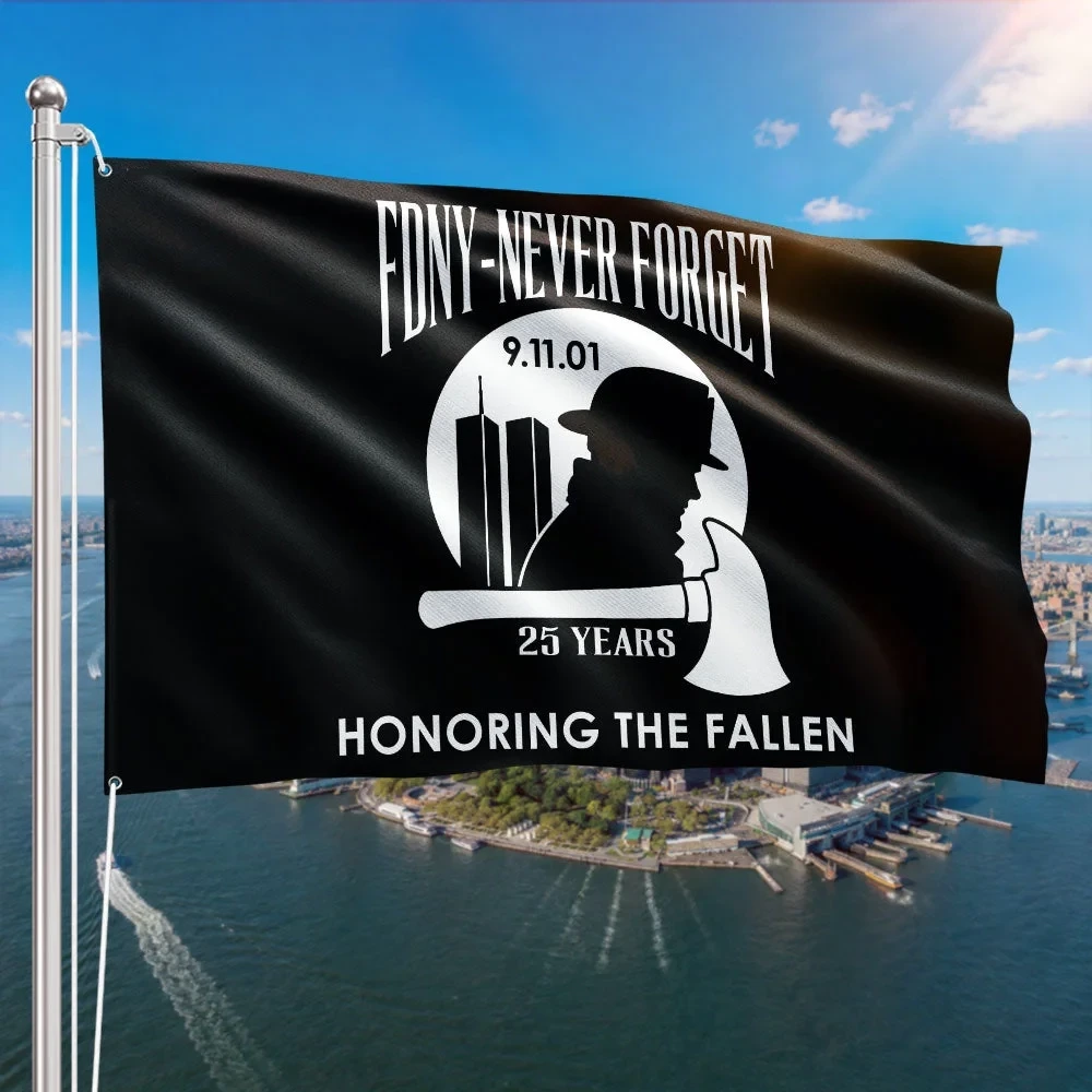 343 FDNY 25 Years Honoring the Fallen 911 Flag Patriotic Flag Best Gift For Supporters