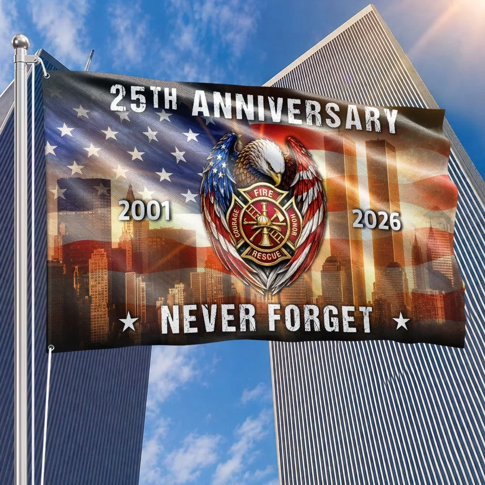 343 Firefighter 25th Anniversary Eagle Never Forget 9 11 Flag 911 Patriotic Merch Gift Ideas