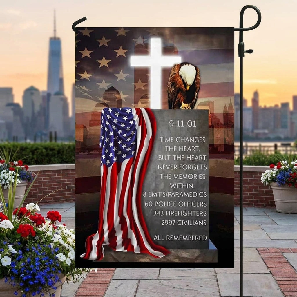9 11 Memorial Flag The Heart Never Forgets The Memories Unique Gift For USA Patriot