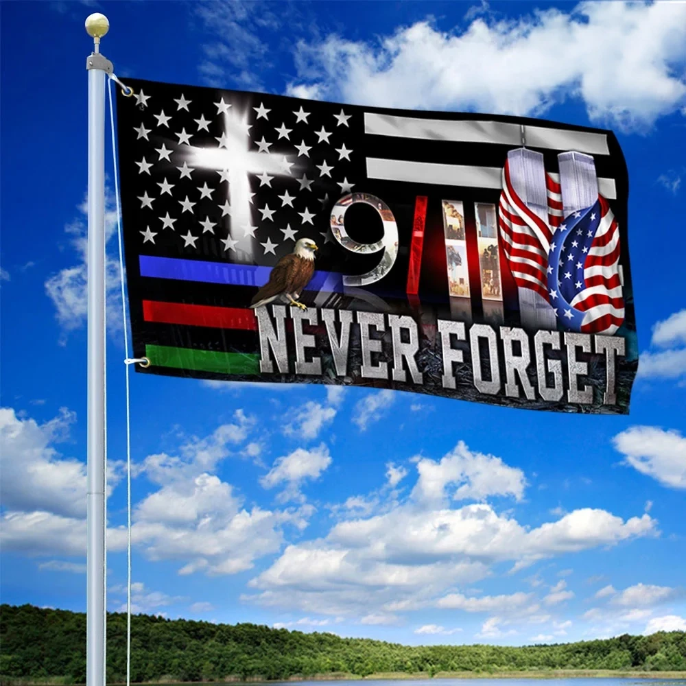9 11 Police Military And Fire Thin Line Grommet Flag 911 Patriotic Flag Gift Ideas