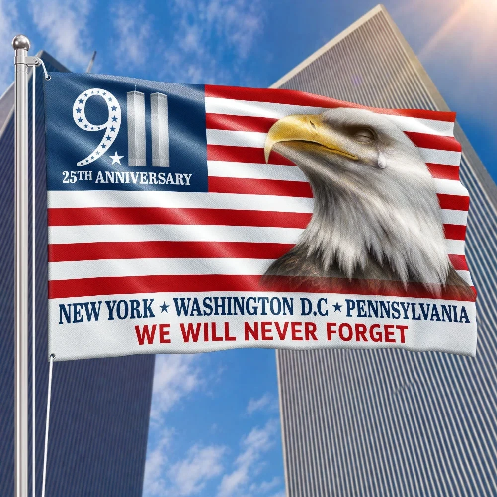 911 25th Anniversary Grommet Flag New York Never Forget Memorial Flag