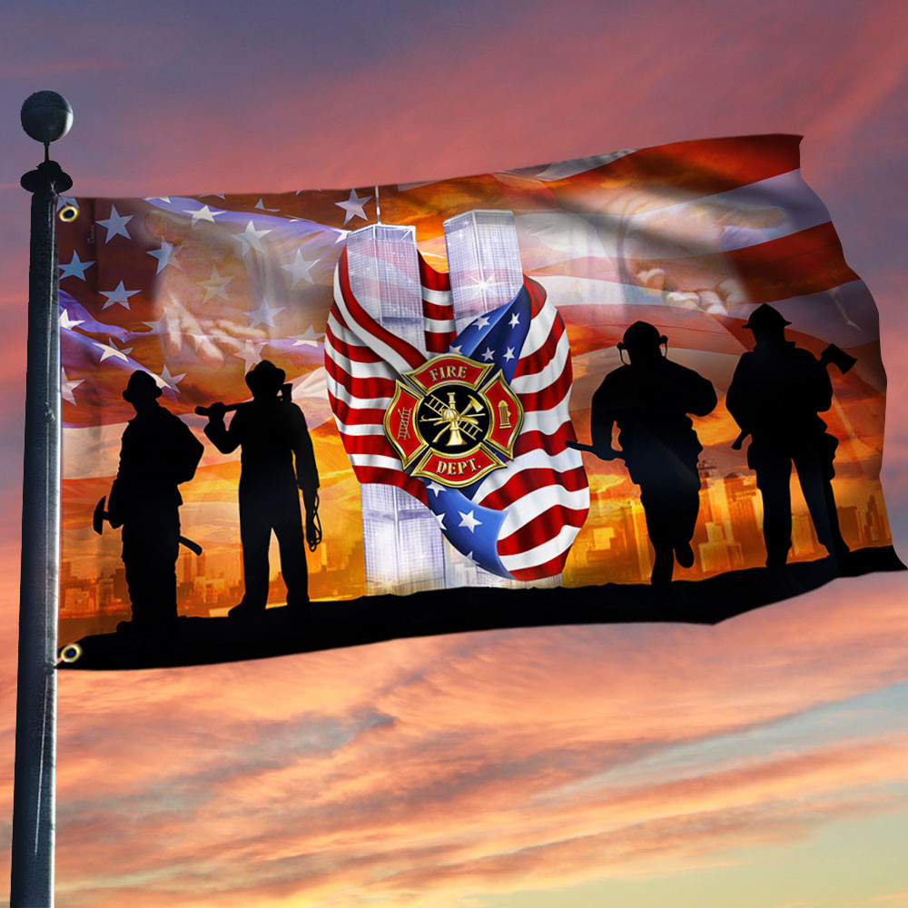 911 343 Firefighters Grommet Flag USA Flag Remembrance Gifts For Patriotic Friends