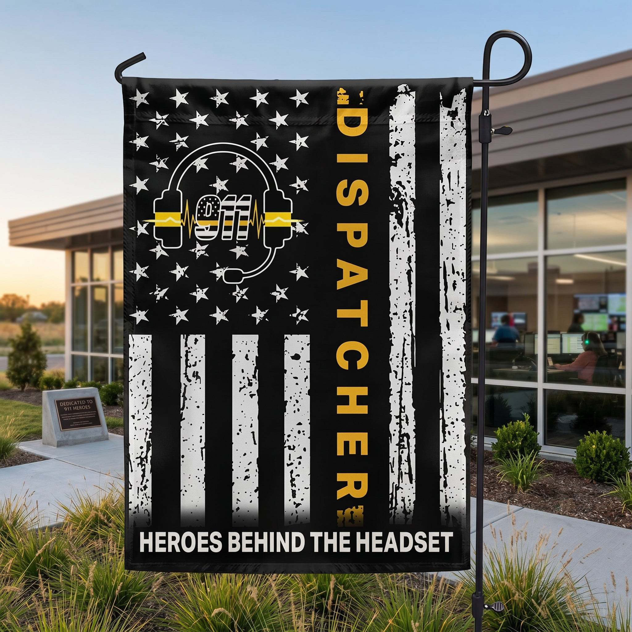 911 Dispatcher Flag Heroes Behind the Headset Flag September 11th Patriot Day Gifts