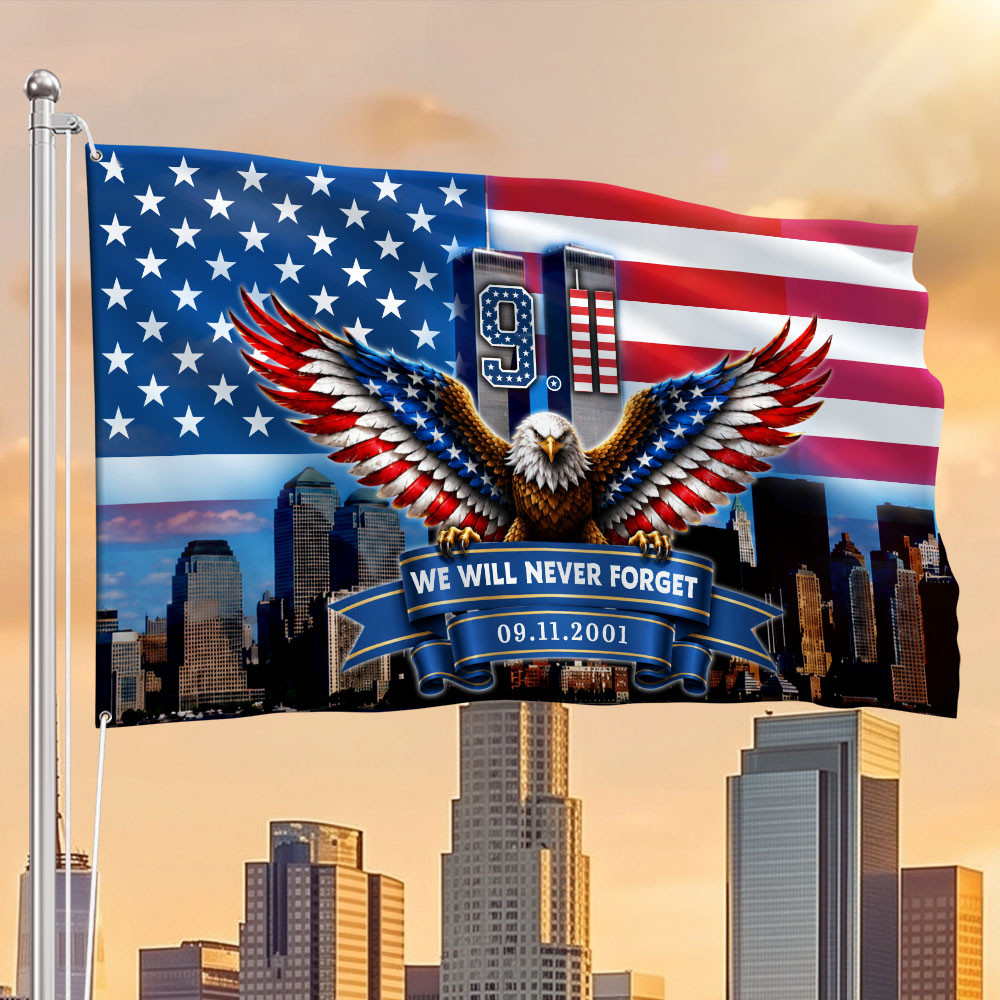 911 Memorial Flag September 11 Eagle Twin Towers Remembrance Flag Patriot Gift Ideas