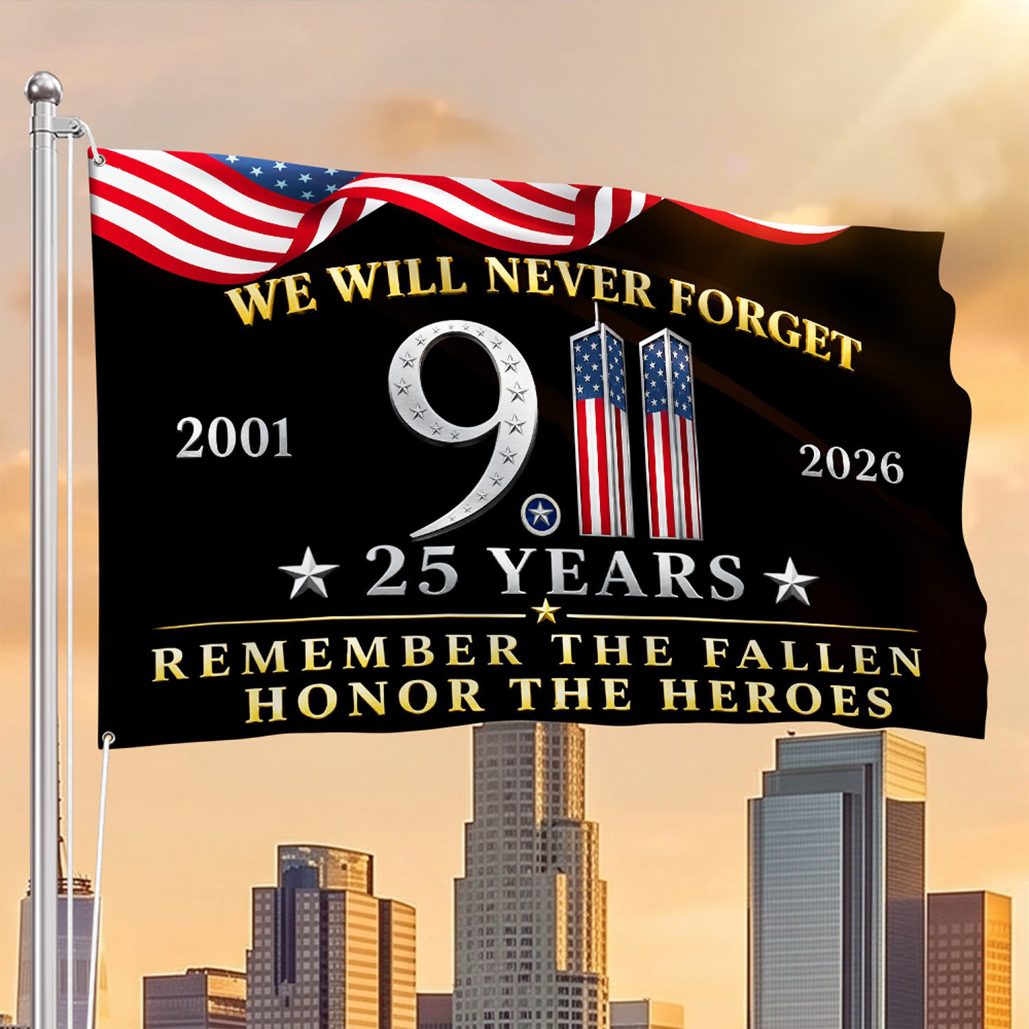 911 Memorial Grommet Flag Patriot Day Memorial Gifts For Family Members