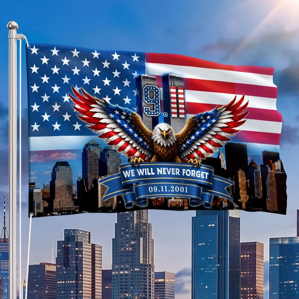 911 Memorial September 11 Eagle Twin Towers Remembrance Flag 911 Memorial Flag Gift For Patriots
