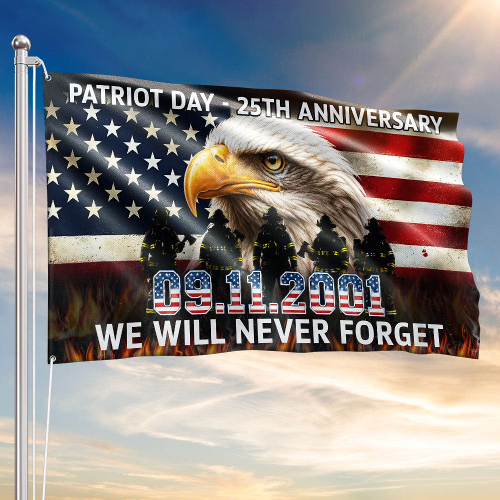 911 Patriot Day Flag, 25th Anniversary Eagle Memorial Grommet Flag Keepsakes For Loved Ones