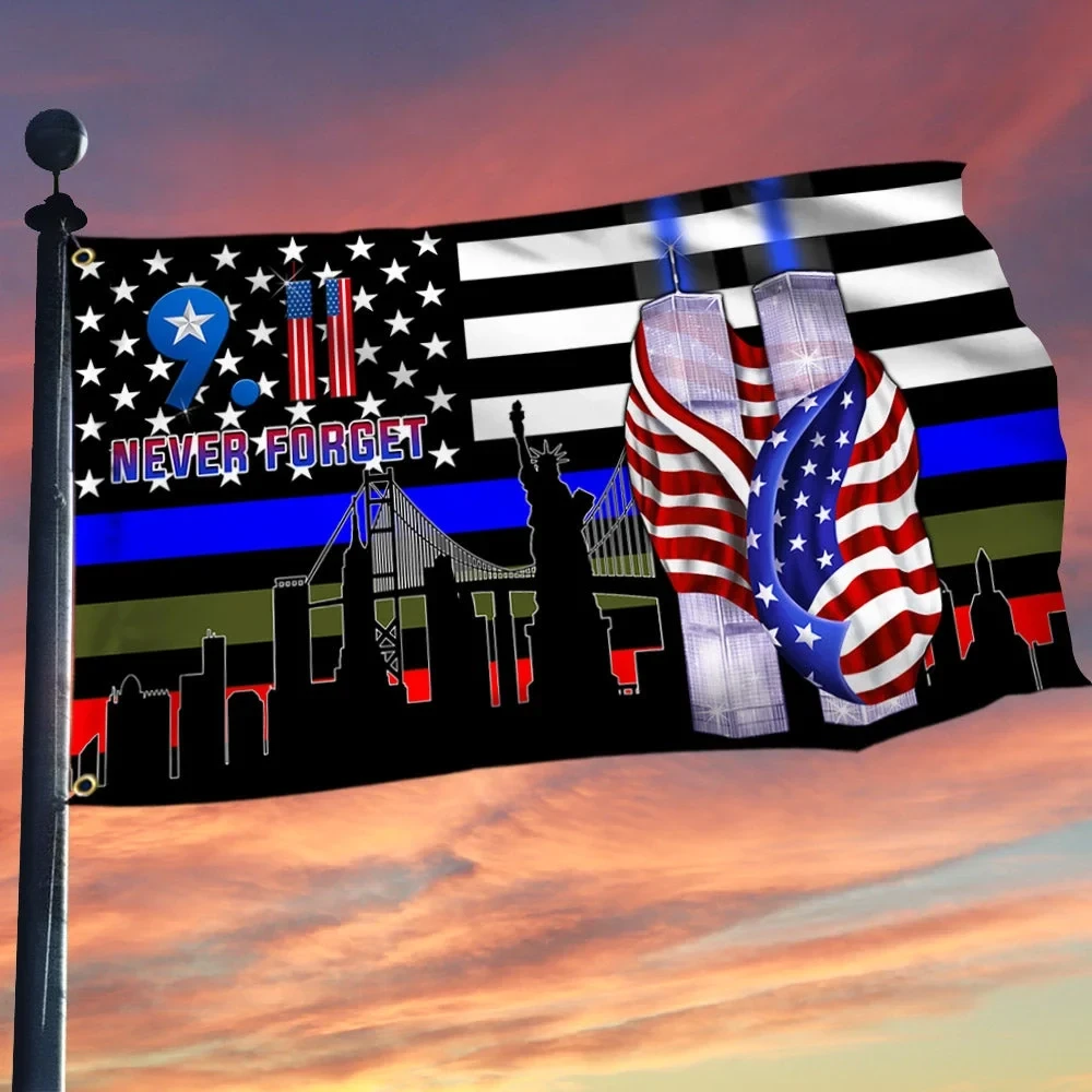 911 Patriot Day Flag September 11 Attacks Never Forget Flag 911 25th Anniversary Merch