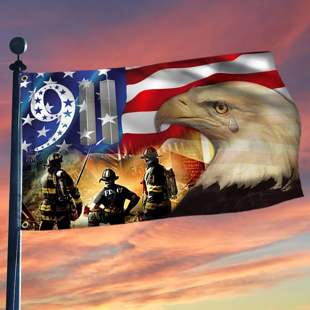 911 Patriot Day Grommet Flag September 11 Attacks Never Forget Eagle Flag 911 Merch Best Gift For Patriots